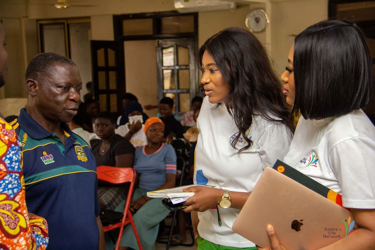 Engaging with a community leader at the event